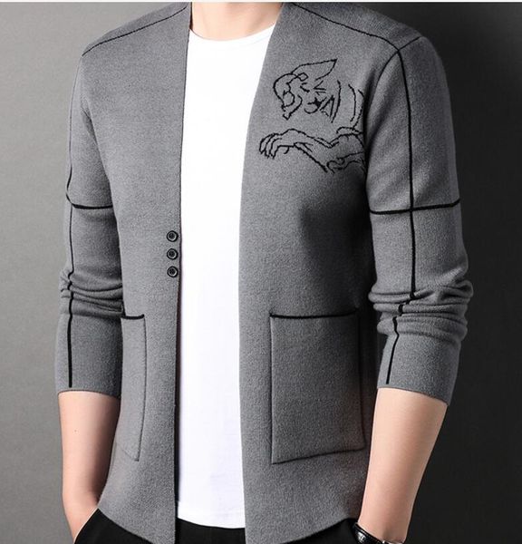 

men's sweaters new korean knitted cardigan high-end brand fashion designer sweater coat male autumn leisure luxury sweaters, White;black