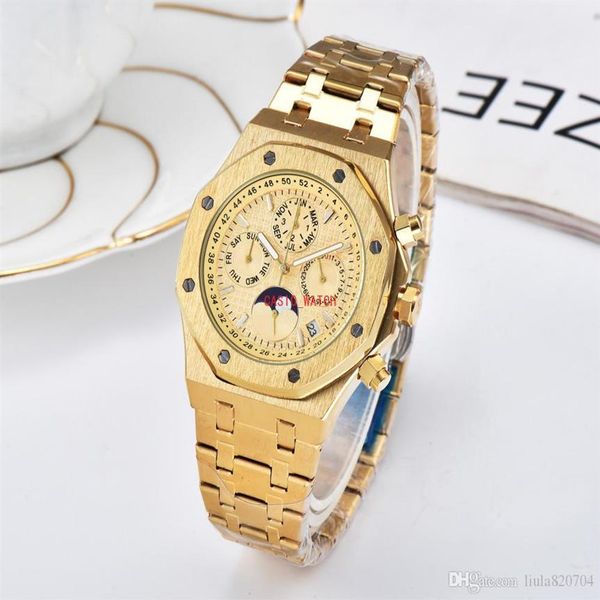 

all subdials work 7 needle leisure high-grade watch crime watch stainless steel quartz watch a s82w, Slivery;brown