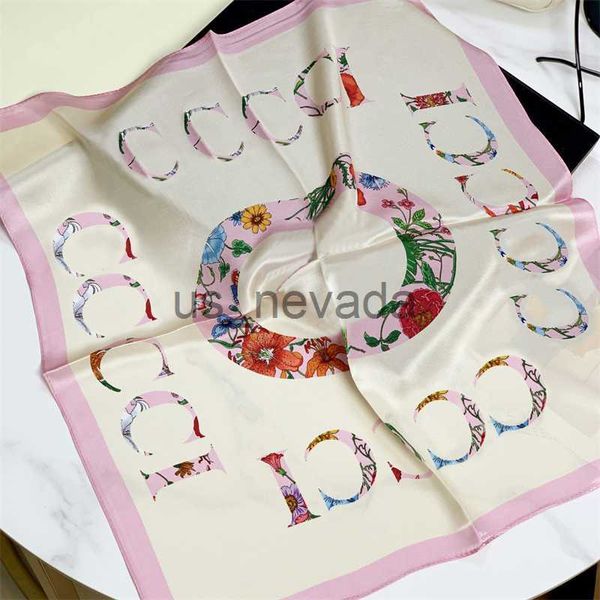 

scarves fashion women summer scarf designer silk scarf luxury flower letter hand embroidered 70 by 70cm shawl small squares turbans j230822, Blue;gray