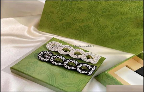 

hair clips barrettes jewelry 2021 new fashion ladies simple personality letters designer hairpins with box drop deliv3415596, Golden;silver