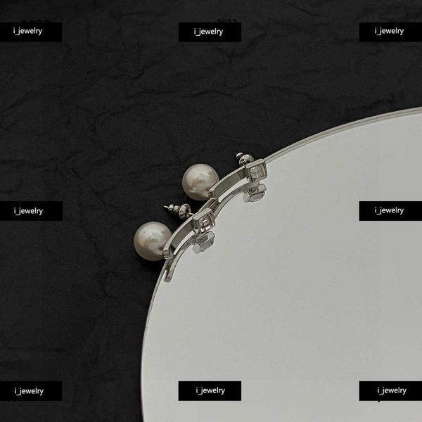 

earrings designer for women white pearl decoration jewelry fashion square diamond inlay ear studs #including brand box new arrival, Golden;silver