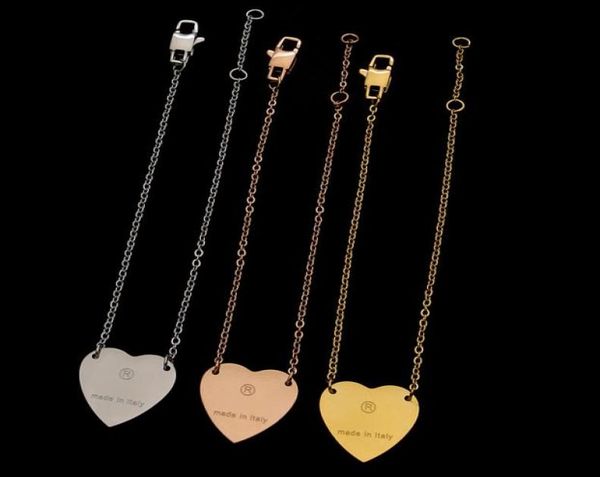 

3 colors women designer bangles love heart pendant stainless steel gold pated luxury style couple bracelets lady part5211401, Black