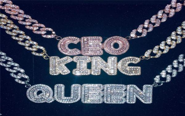 

custom name baguette letter with 10mm miami cuabn link chain necklace jewelry hip hop bling jewelry8306913, Silver