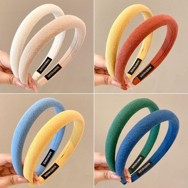 

new solid wide hair bands hoop for women vintage soft elastic headband fashion girls thicken hairband headwear hair accessories, Black;brown