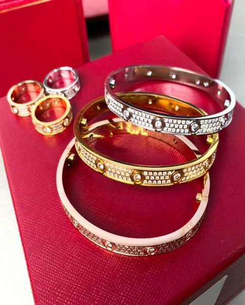 

silver bracelets bangles for women men stainless steel gold screw bracelets diamond love bangle lovers bracelet 17 19cm accessorie1205815, Black