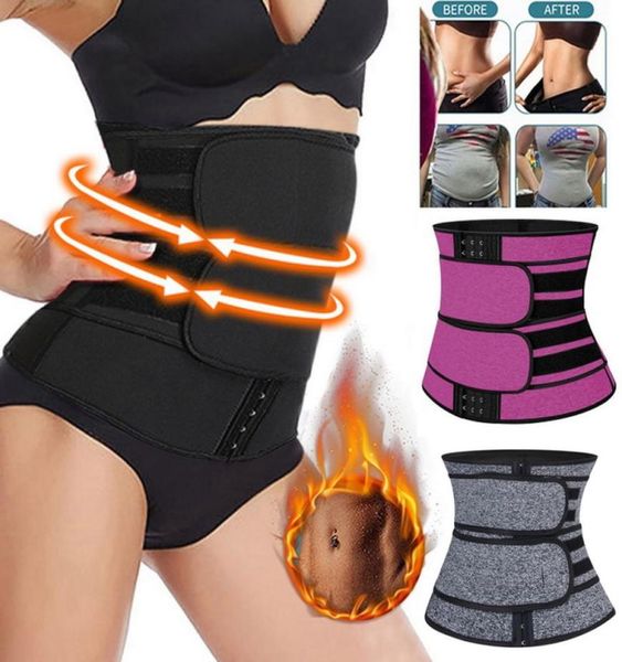 

2020 new women waist trainer fitness sauna sweat neoprene slimming belt girdle shapewear modeling strap zipper body shaper1717307, Black;gray