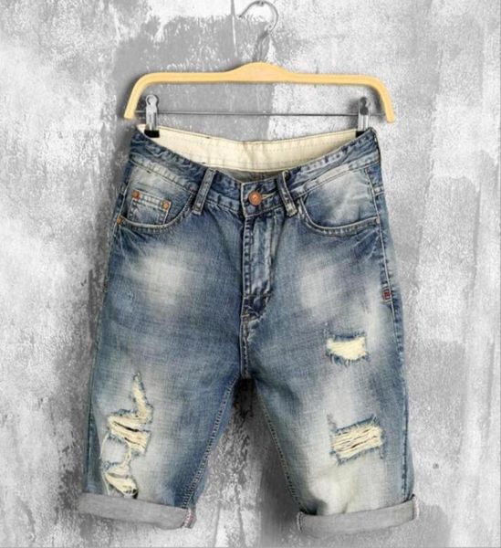 

plus size 2740 summer denim shorts male jeans men jean shorts skate board harem men jogger ankle ripped wave71013314616214, Blue