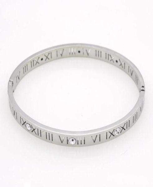 

fashion new stainless steel roman with diamond bracelet jewelry cuff 18k rose gold plate bangles bracelets for women love bracelet3523394, Black