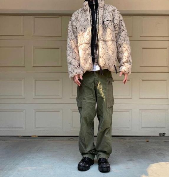 

kapital khaki fleece double side jacket lamb print warm0123971263, Black