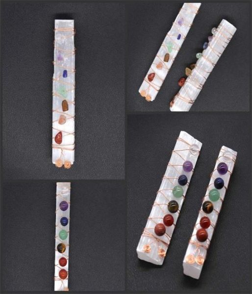

seven chakra healing crystals stones selenite stick wand for yoga meditation spiritual reiki beads wire wrapped heali qylbcm ezrdd9666879, Black