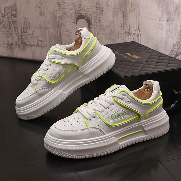 

designer shoes for men white green casual platform sneakes two-tone lace up trainers fashion student sneakes mens vulcanized tenis masculino, Black