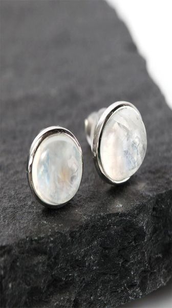 

spring moonlight stone earrings moonstone ear studs elongated shi baoshi earrings9366638, Golden;silver