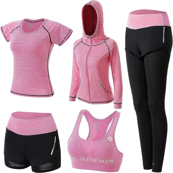 

womens two piece pants cms 5pcs workout outfits for women athletic sets sport suits yoga gym fitness exercise clothes jogging tracksuits 230, White