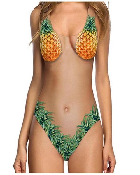 

2021 swimsuit european and american very fruit water melonshell skin color lady flower bikini pineapple one piece swimsui7562872, White;black