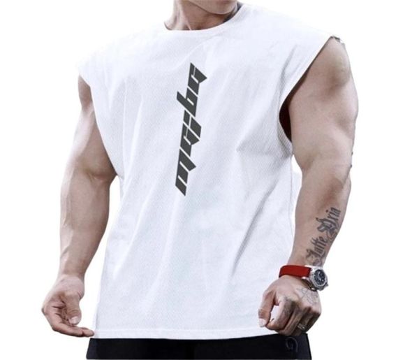 

bodybuilding sports tank men gyms fitness workout sleeveless shirt male summer loose undershirt running men vest 2204268020617, White;black