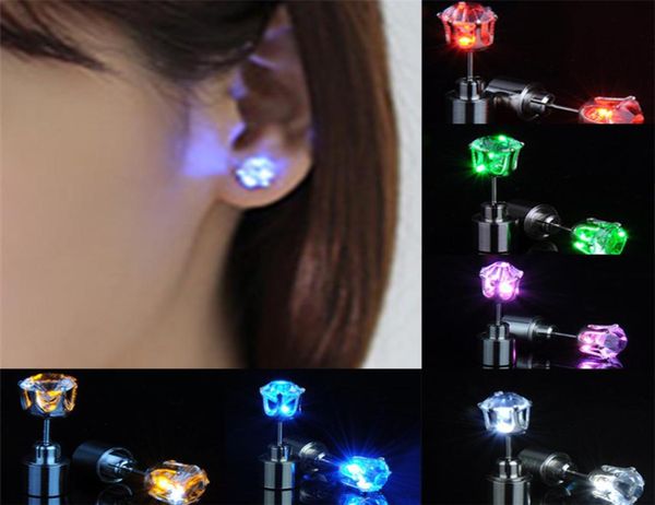 

charm led earring light up crown glowing crystal stainless ear drop ear stud earring jewelry for women christmas gifts a8584264115, Red;brown