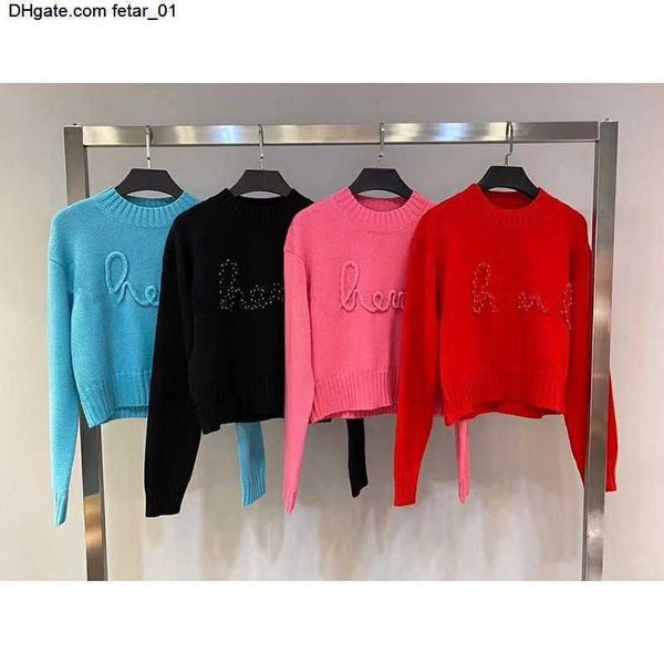 

designers 2023 women sweaters knitwear knit crow neck sweater pullover letter long sleeve clothing oversized, White;black