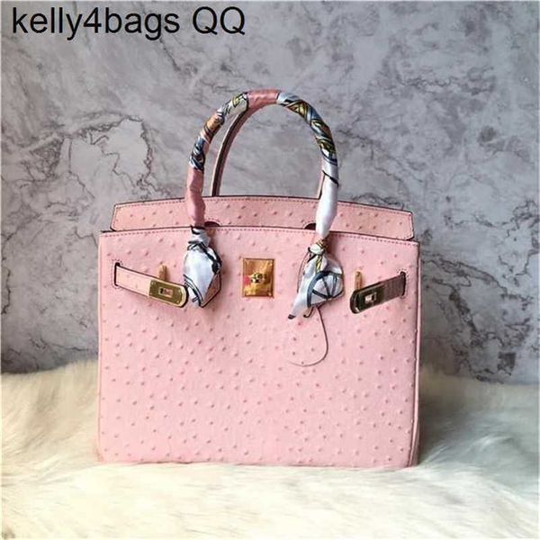 

designer bags birkins ostrich leather genuine handmade 5a leather birkins handbag women's original pink pattern shoulder wq 2d3awq a174