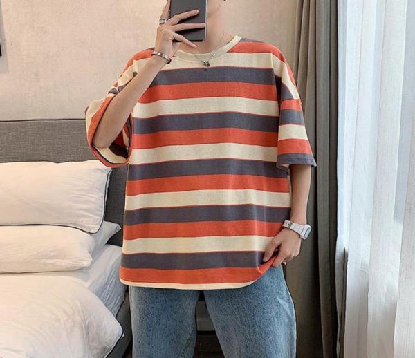 

t shirt for man o neck summer striped halfsleeve shirt blouse loose students men039s shortsleeved tshirt men039s clothing8883588, White;black