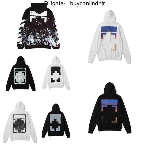 

designer luxury classic hoodie offs arrow graffiti printed hip hop autumn and winter of black white mens womens casual hooded etac
