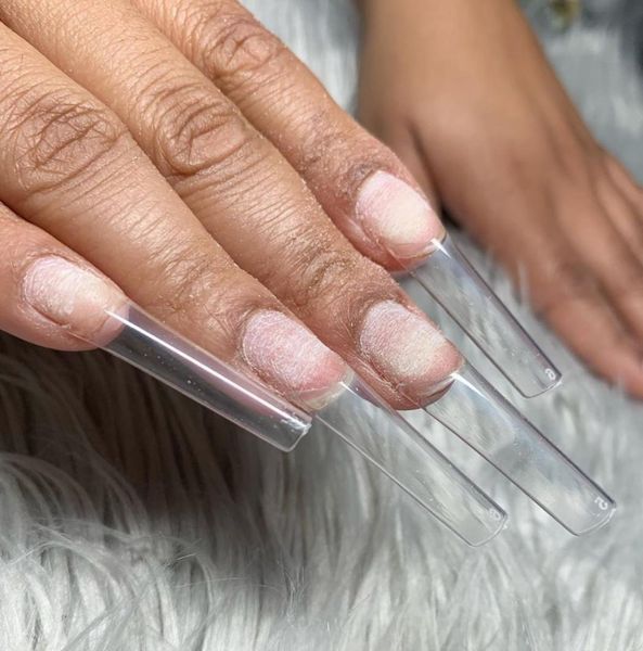 

500pcsset xxl c curve half cover false nails acrylic extra long straight square tips salon nail6703026, Red;gold