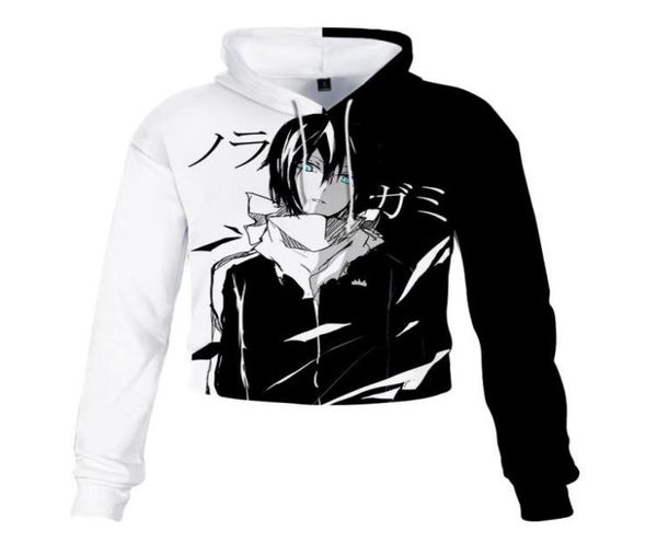 

anime noragami crop hoodie harajuku cropped sweatshirt streetwear hip hop long sleeves pullover sudaderas mujer cosplay5437980, Black