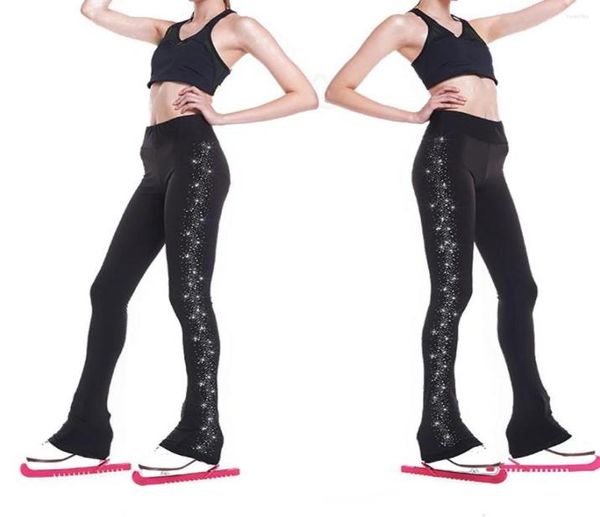

skiing pants women39s girls39 ice figure skating training clothes long warm tights trousers with rhinestones dance yoga3265275
