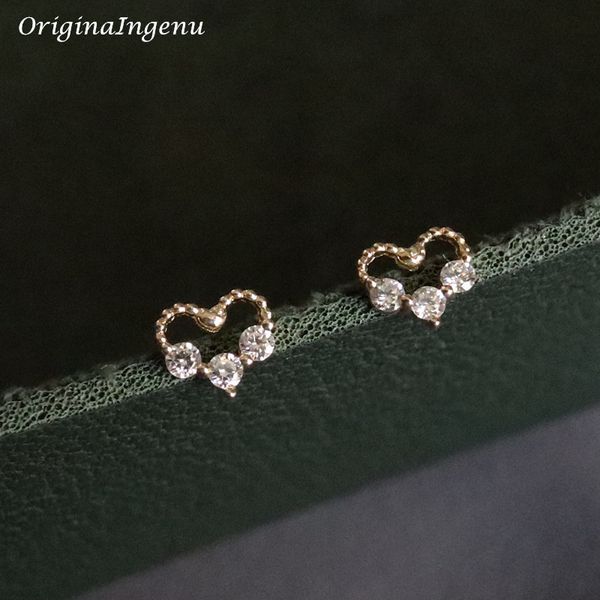 

ear cuff solid 9k gold dainty heart stud earrings 9k women jewelry minimalist elegant wedding tarnish resistan fine 230822, Silver
