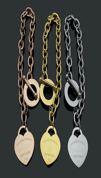 

2022 women designer bangles love heart pendant stainless steel buckle luxury style couple bracelets lady party gifts w6205753, Black