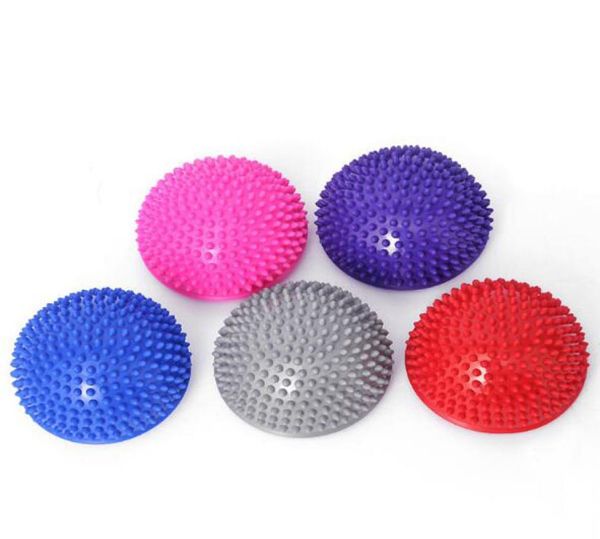 

fitness exercise yoga foot massage pvc semi round ball pad balance training rehabilitation anti slip cushion 6 by 3 inch1967621