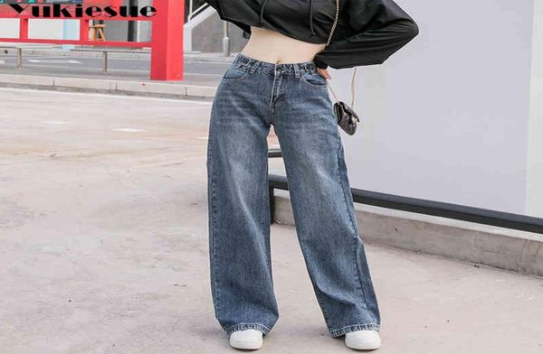 

high waist plus size boyfriend jeans for women ripped long mom jeans vintage full length denim jeans woman pants female 2105194008090, Blue