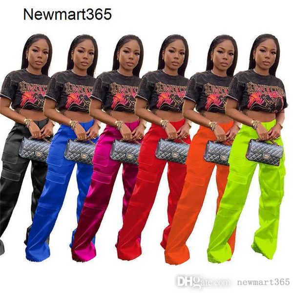 

women pants designer 2023 new casual zipper solid color multi pocket zipper loose pants (knitted elastic color) 6 colours, Black;white