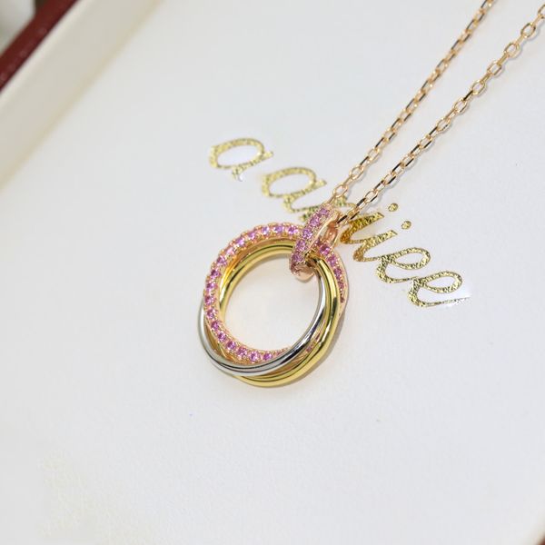 

women's chains exquisite brand luxury designer s925 sterling silver three color rings chain length 45cm adjustable necklace