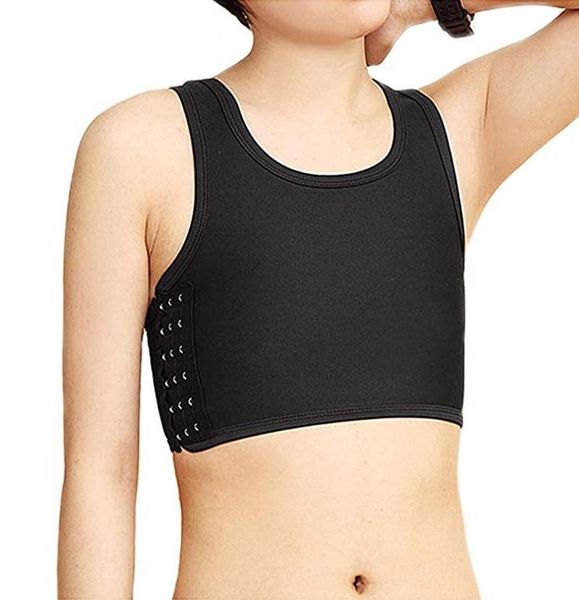 

women039s shapers les lesbian casual breathable buckle short chest breast binder trans vest plus tomboy bra intimates faja8859104, Black;white