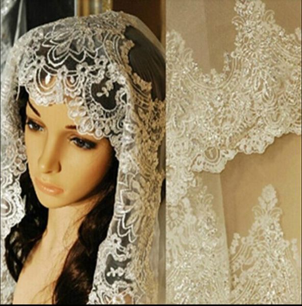 

real pos 2020 whiteivory wedding veil 3m with comb lace beads mantilla bridal veil wedding accessories veu de noiva9907617, Black