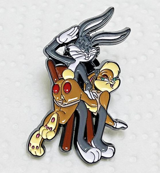 

cartoon rabbit spanking butt brooch metal badge anime pin accessories8221519, Blue
