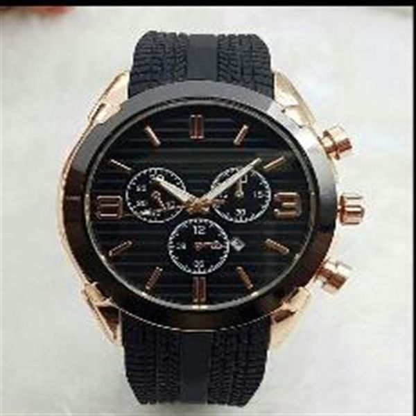 

china production 44mm watch quality designer watch brand luxury rubber watch mens automatic date black day big explosio2444, Slivery;brown