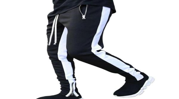 

mens joggers casual pants autumn winter zipper casual sports running tight trousers sportswear pants 3xl 2021new9596561, Black