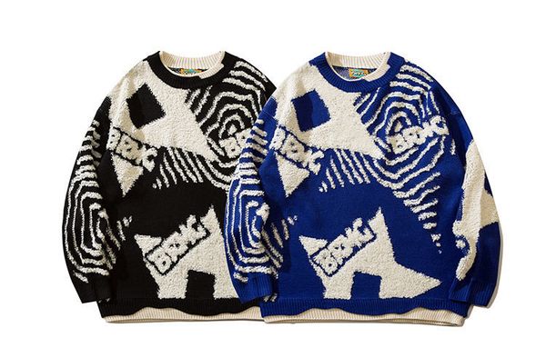 

men's sweaters retro graffiti star jumper knit sweater oversized winter korean pullover grandpa ugly women's y2k grunge 230821, White;black