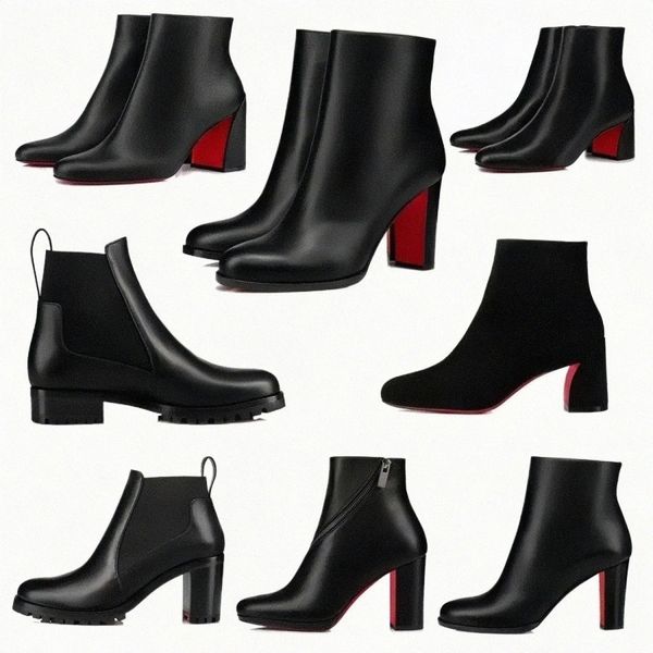 

shoes red-bottoms trend women's patent leather low heeled short boots high heels women's pumps turela shoes 76qq#, Black