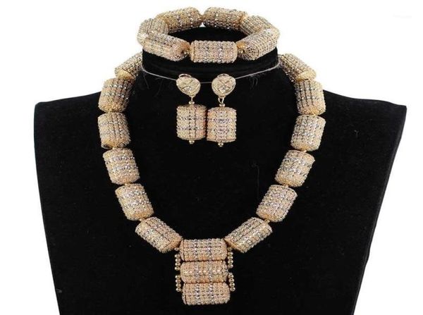 

earrings necklace 2021 dubai gold jewelry sets fashion bridal gift nigerian wedding african beads set chunky pendant qw119419904659001306, Silver