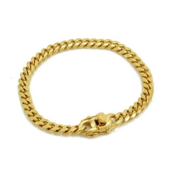 

mens anti-tarnish cuban miami link 8 bracelet 18k gold over stainless steel 6mm229d, Black
