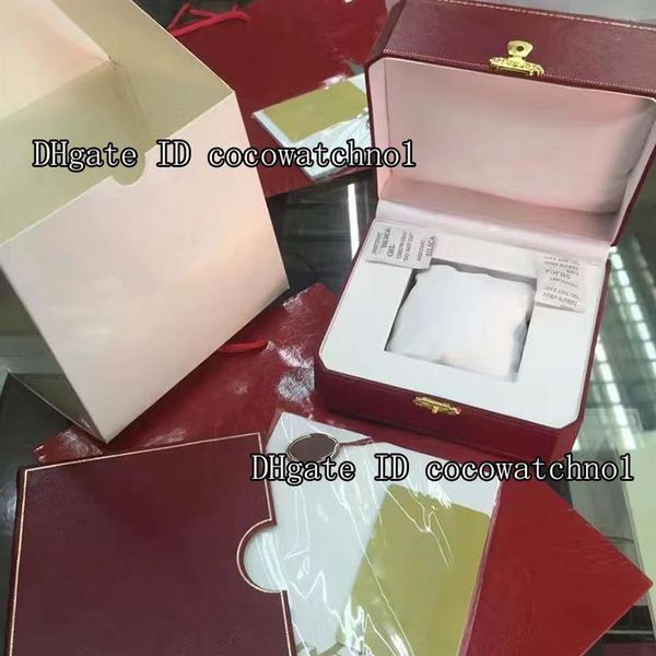 

new square red for watch box watch booklet card tags and papers in english watches box original inner outer men wristwatch box222t, Black;blue