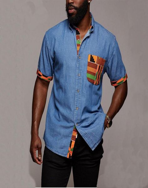 

vintage denim shirt new summer men hawaiian short sleeve shirt mens casual striped pocket print beach shirts man oversized hemd2313021, White;black