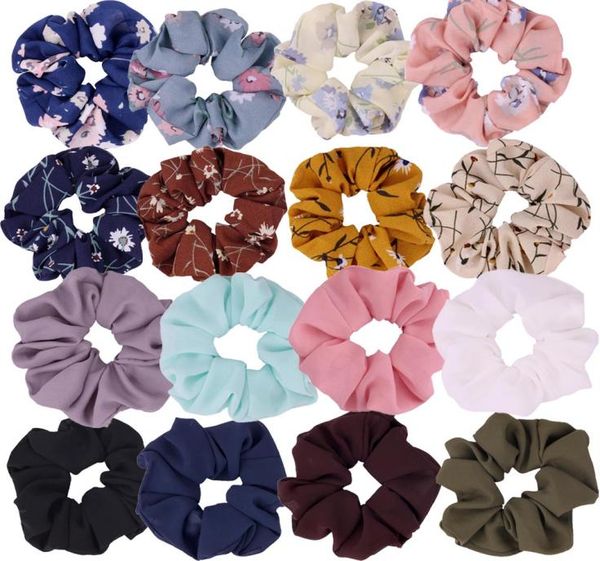 

16 colors women chiffon flower hair scrunchies hair bow chiffon ponytail holder including 8 colors flower hair scrunchies and 8 so2586123, Pink