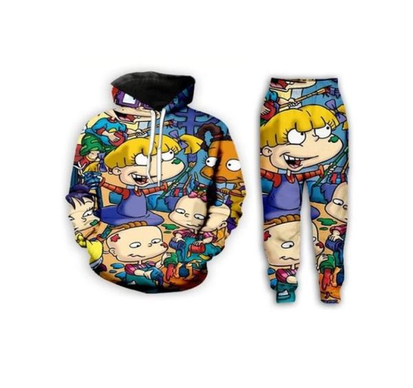 

new fashion menwomens cartoon network rugrats funny 3d casual print hoodiepants zx039797161, Gray