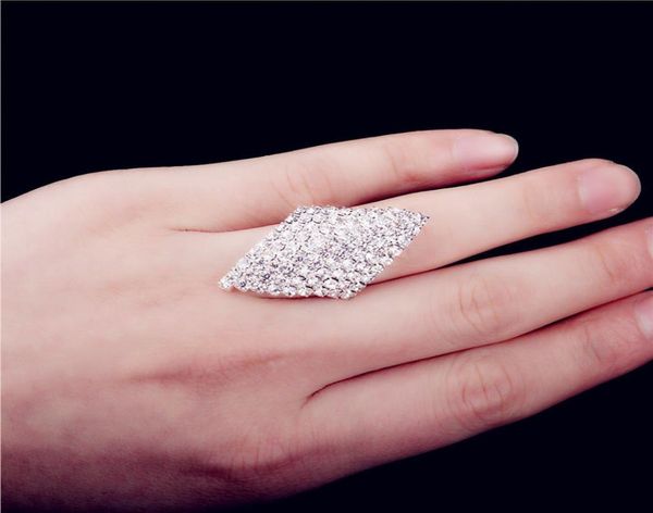 

imixbox rhombus austra crystal ring 925 silver ring cz rhinestone bridal engagement adjustable size8510496