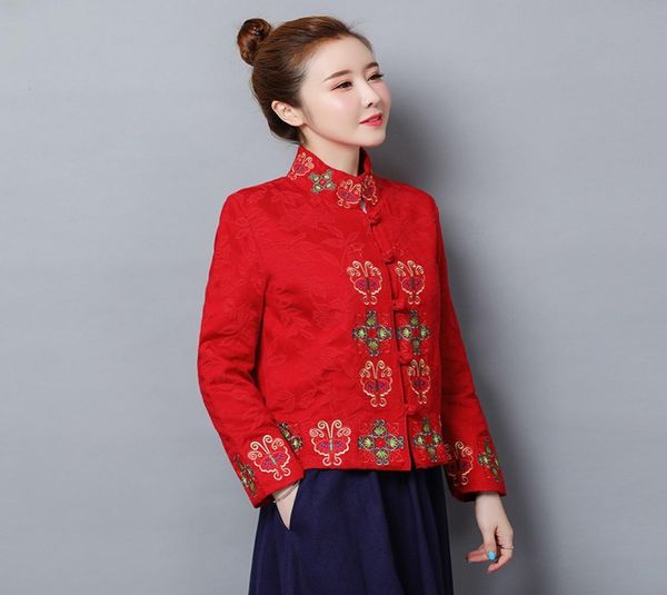 

traditional chinese clothing for women retro jacquard embroidery chinese mandarin jacket tang suit ladies ta19213270321, Red