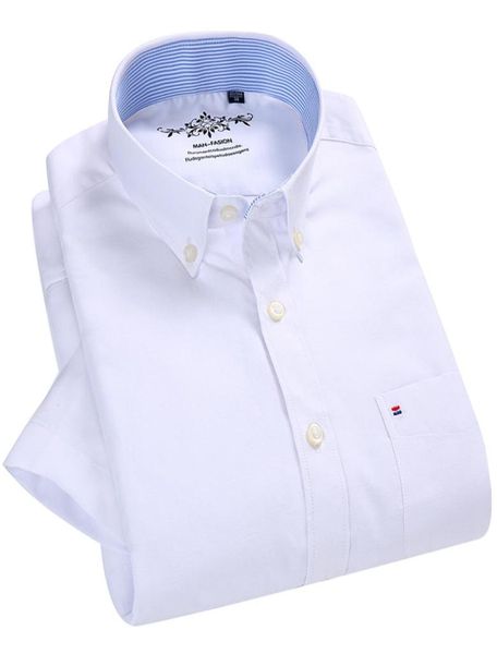 

men039s standardfit short sleeve solid oxford shirts patch single chest pocket breath comfortable quality buttondown shi7374703, White;black