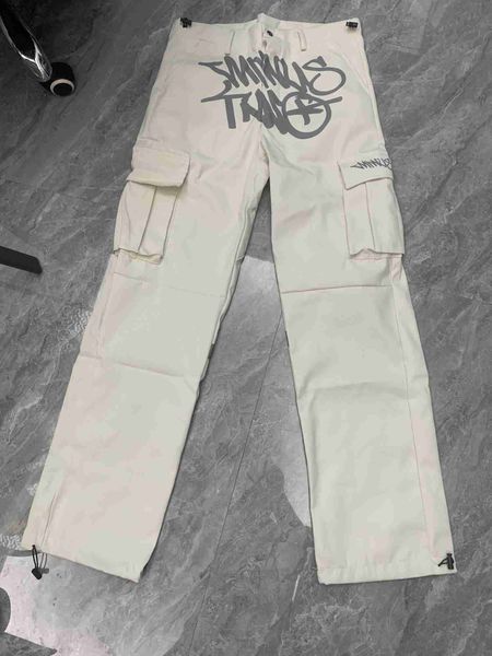 

2023 minustwo cargos fashion letter printed cargo pants trendy casual high street trousers for men women hip hop, Black